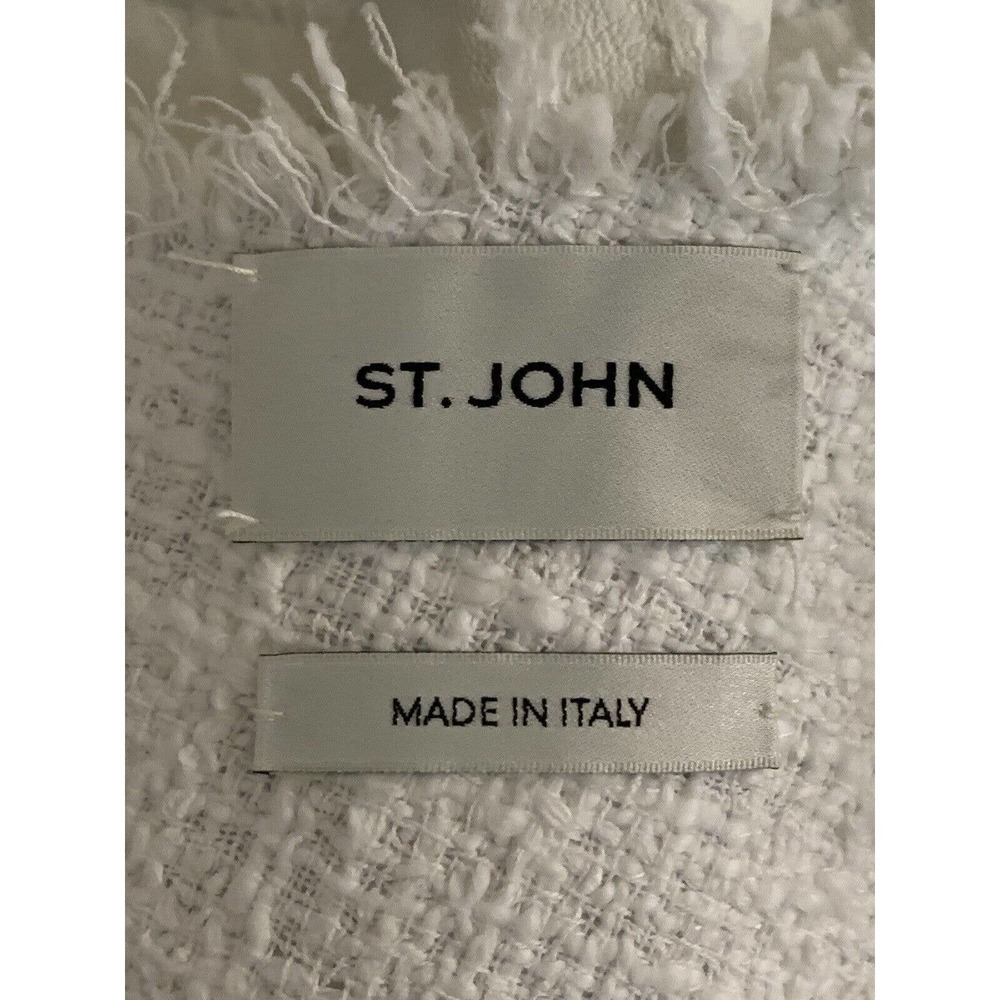St. John Women’s White Made In Italy Leather Great For Spring  Trim Skirt NEW 10 - Picture 3 of 11